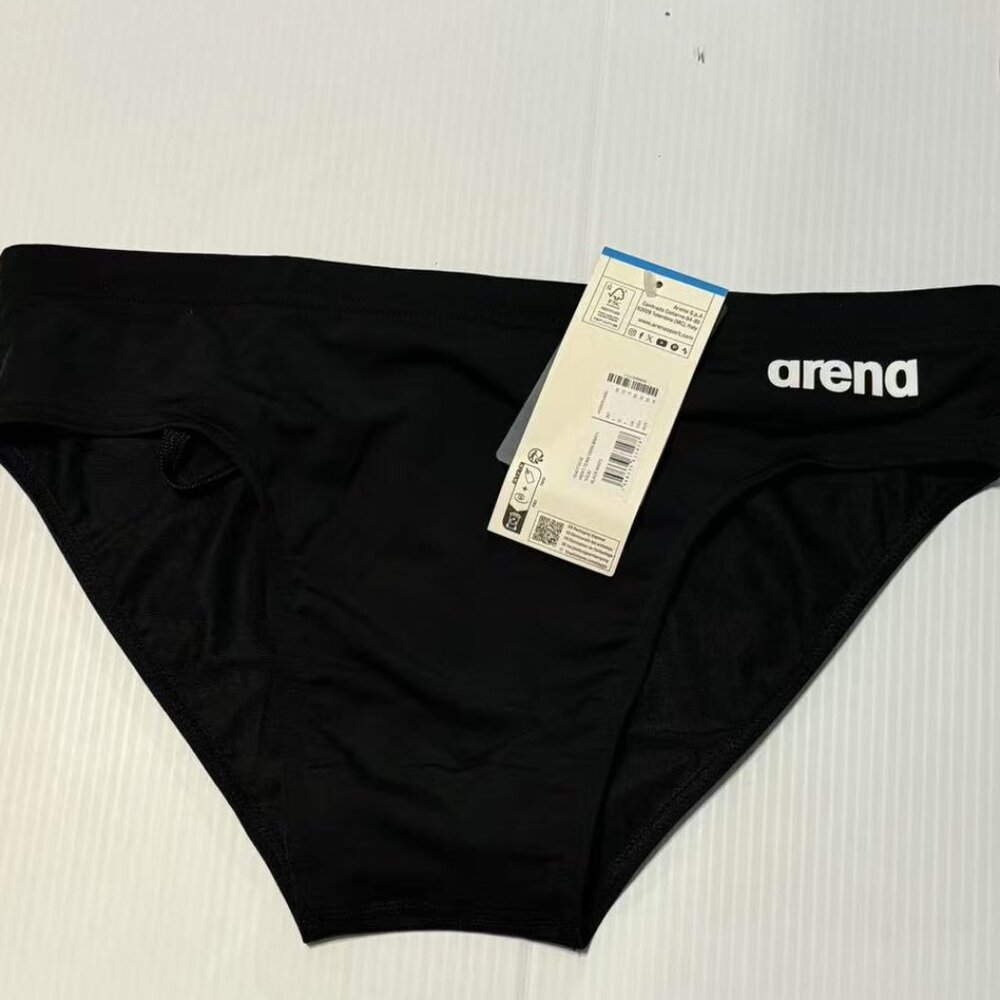 ARENA Men's Team Swim Briefs Waterpolo Solid Swimsuit Black-white US 36